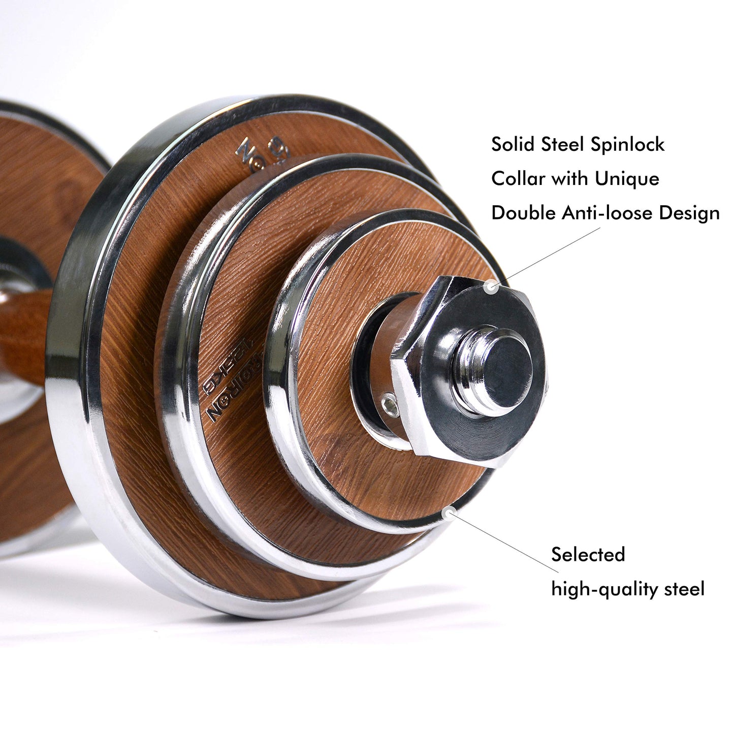 PROIRON Walnut-steel dumbbell set 20KG Adjustable dumbbell for gym office home (Pair)
