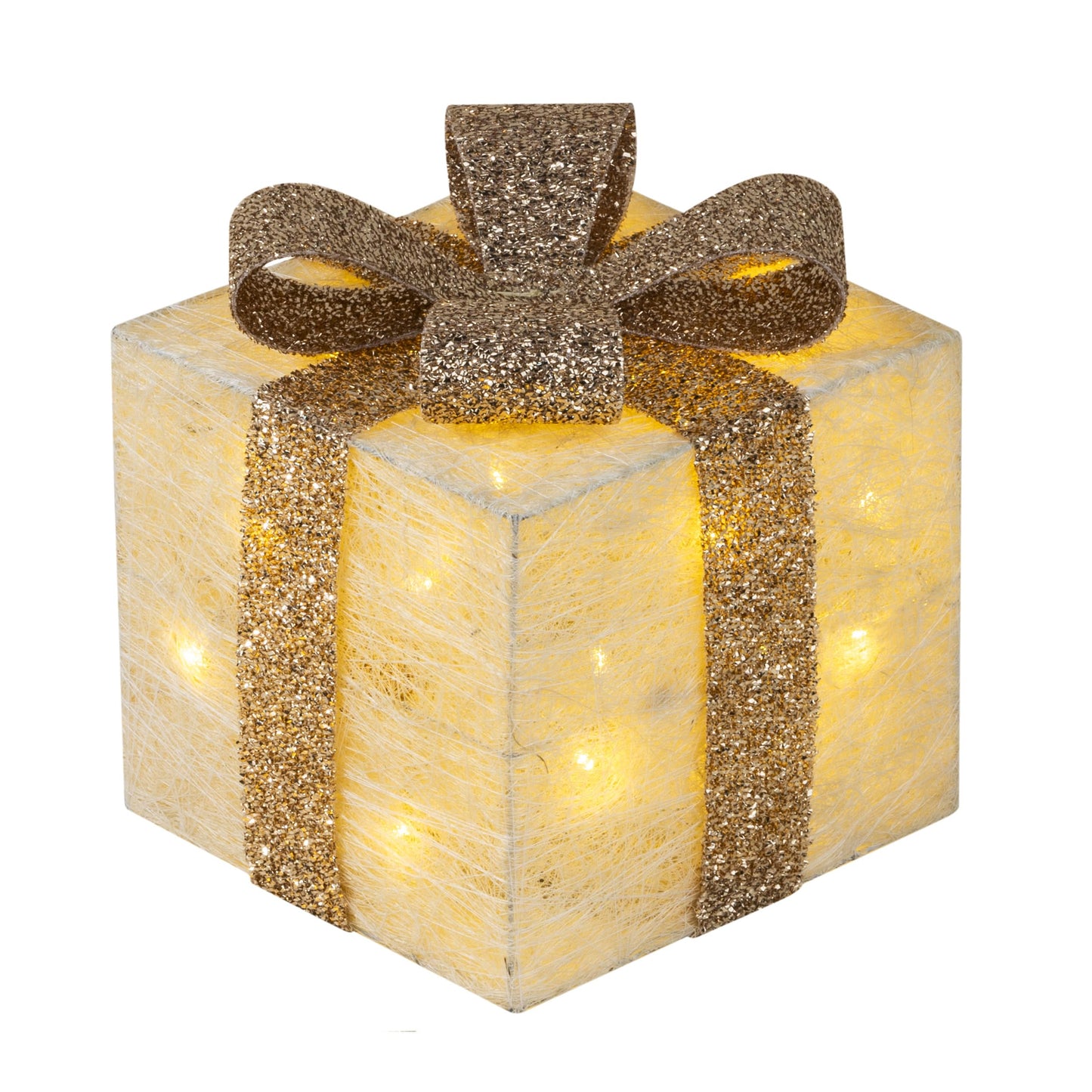 Bambelaa! Set of 3 LED Decorative Gift Light Boxes with Timer Christmas Decoration Christmas Lights Decor Christmas (Gold)