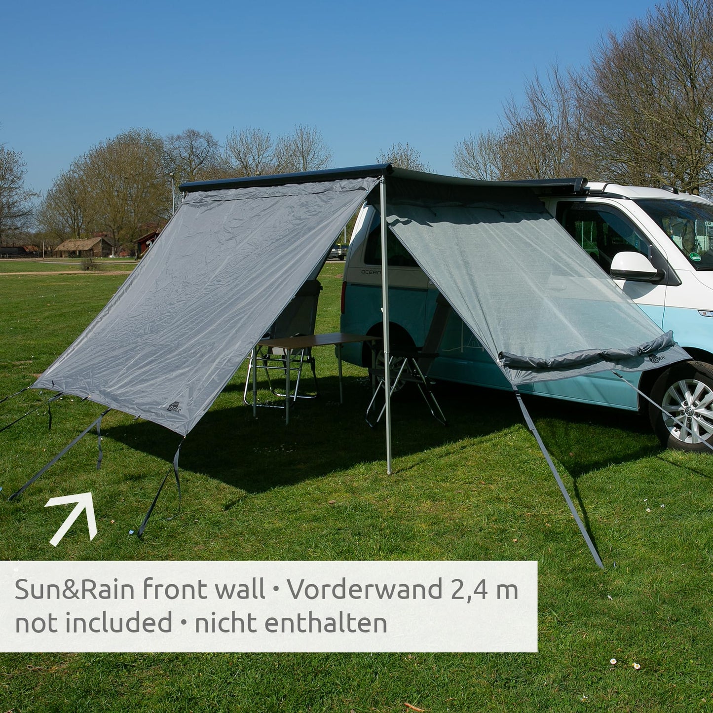 your GEAR Camping Bus Sun + Rain Blocker Side Walls - 2 x side wall for awning with 2m extension