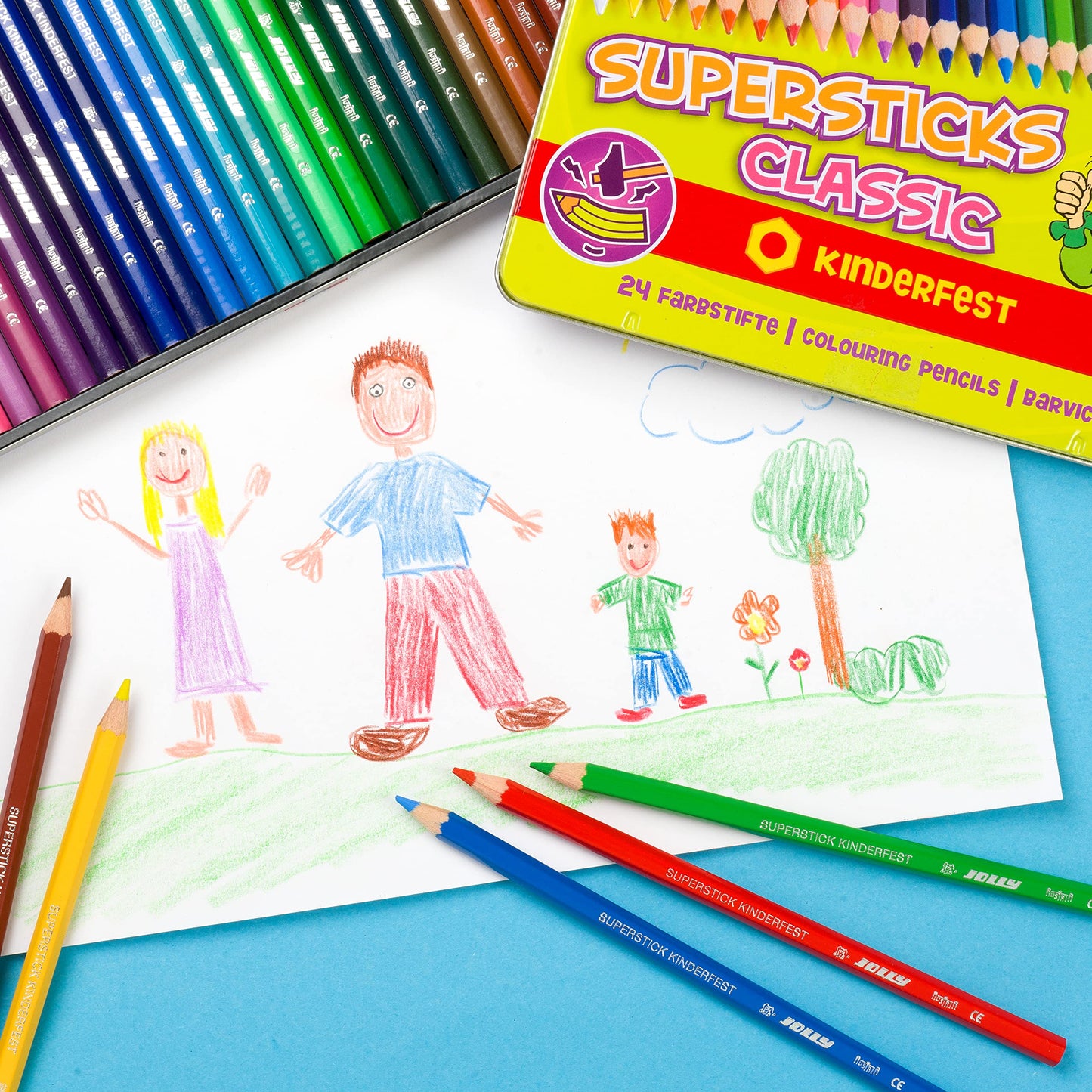 JOLLY Supersticks colored pencils Children's party | Break-resistant & non-toxic colored pencils | Made in Austria | 24 pencils