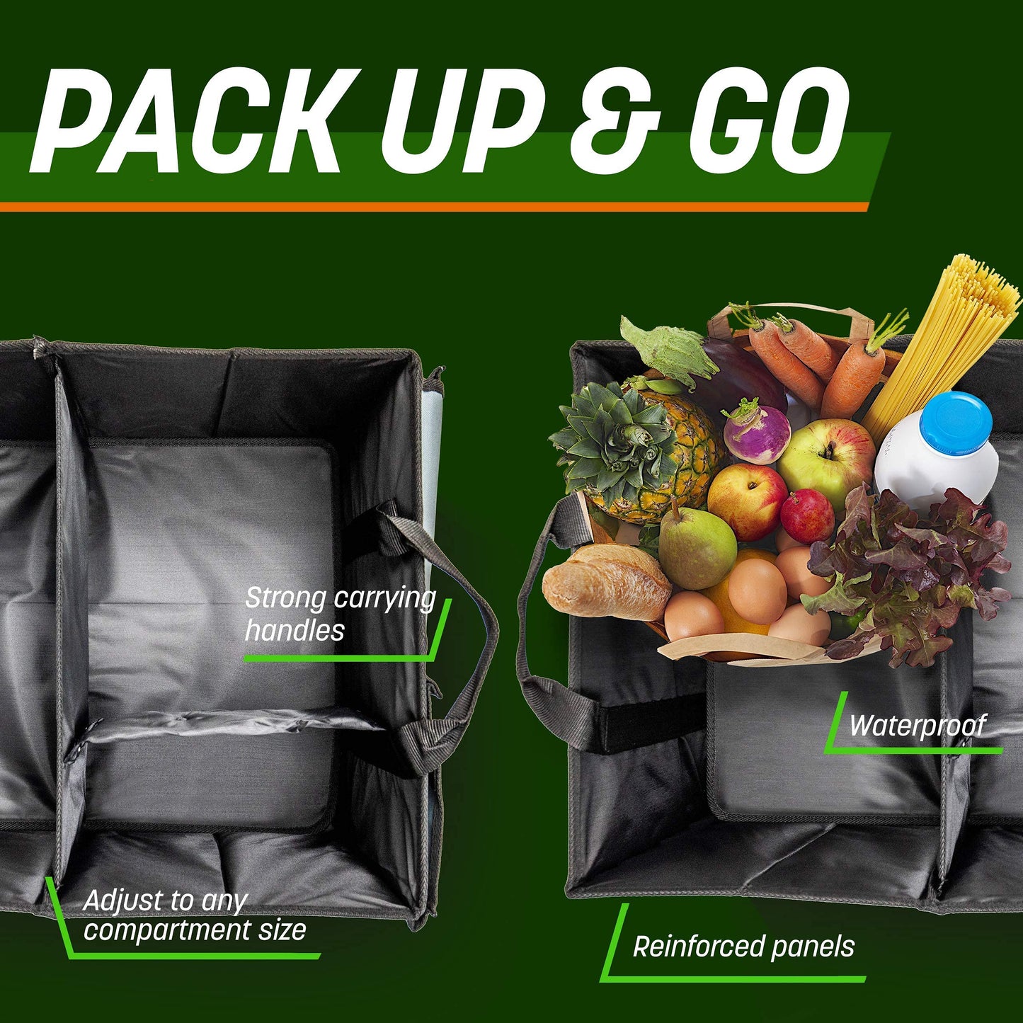 Drive Auto Products, Car Organizer - Trunk Organizer - Trunk Bag with Straps - Handy Car Foldable Box - Sturdy Bag with Multiple Compartments.