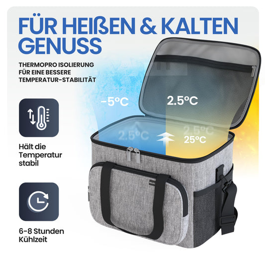 HERO WORK Cooler Bag Large Foldable - Insulated Cooling Box Thermo Bag leak-proof & waterproof - Picnic Lunch Bag, Breakfast Bag, Thermal Bag, Insulated Bag
