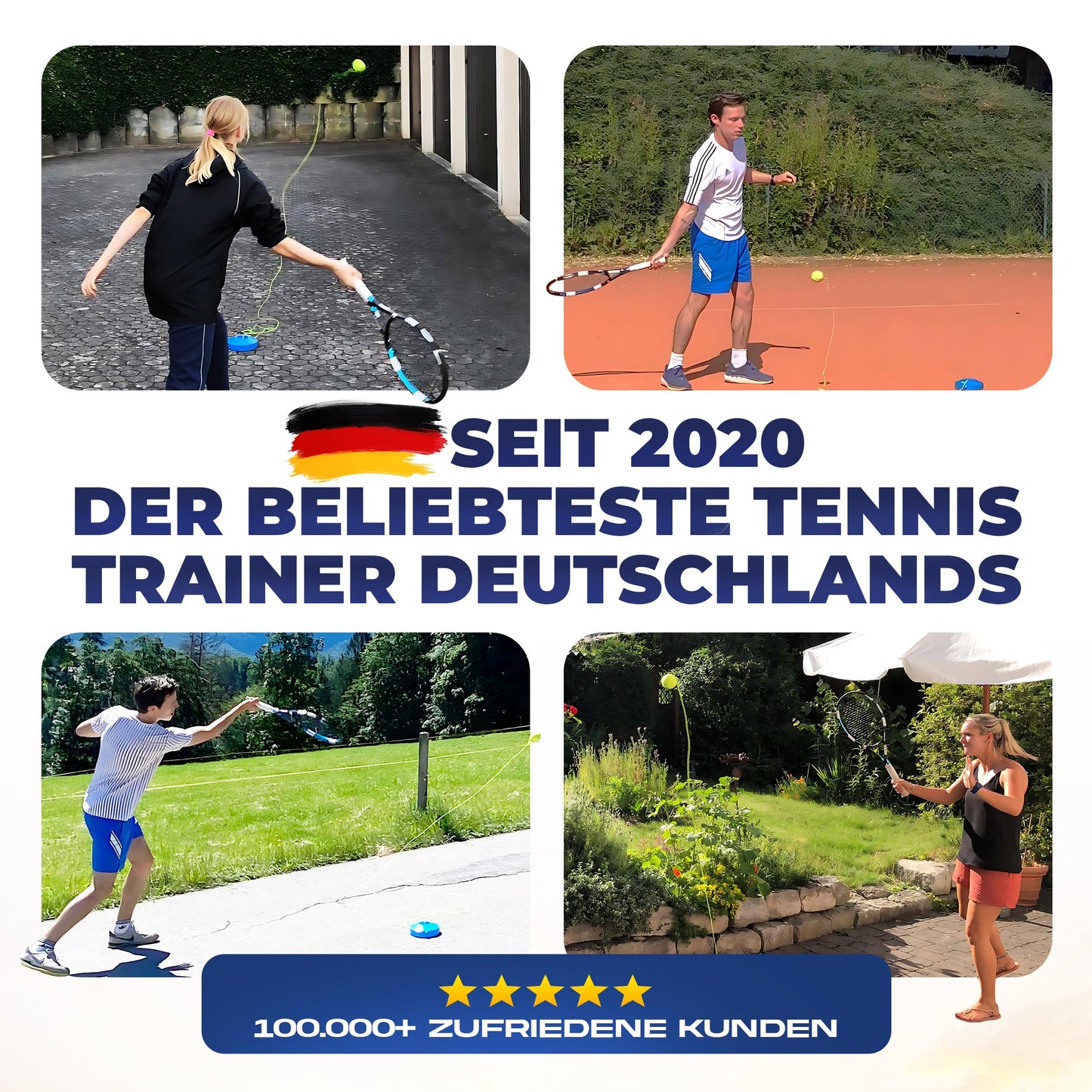 MOVEMATE Tennis Trainer Set with Wilson® tennis ball | innovative ball game for outdoor, garden, park for children & adults | includes carrying bag & instructional videos