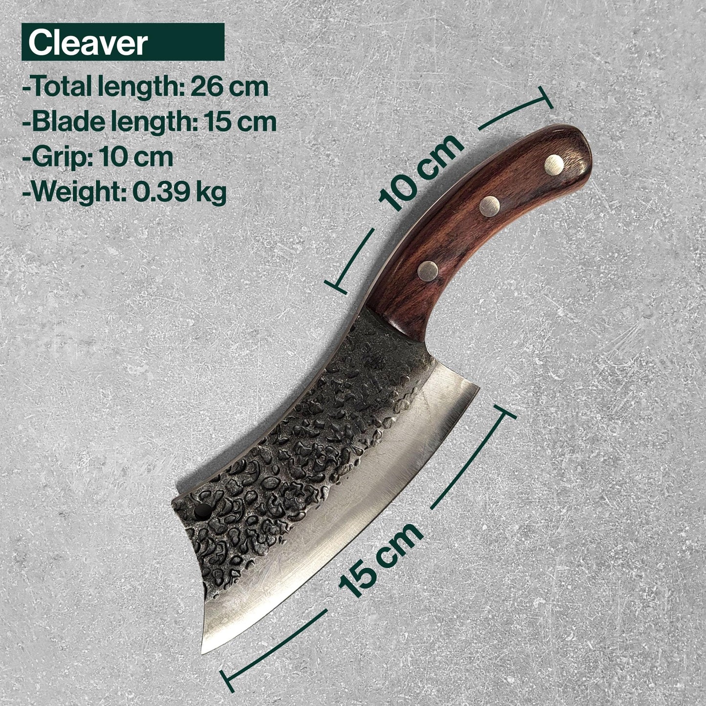 Serbian kitchen knives (butcher knife & cleaver), 2-piece cleaver set, forged chef knife with sheath and sharpening strap, for slicing vegetables, chef knife set for home, camping & BBQ.