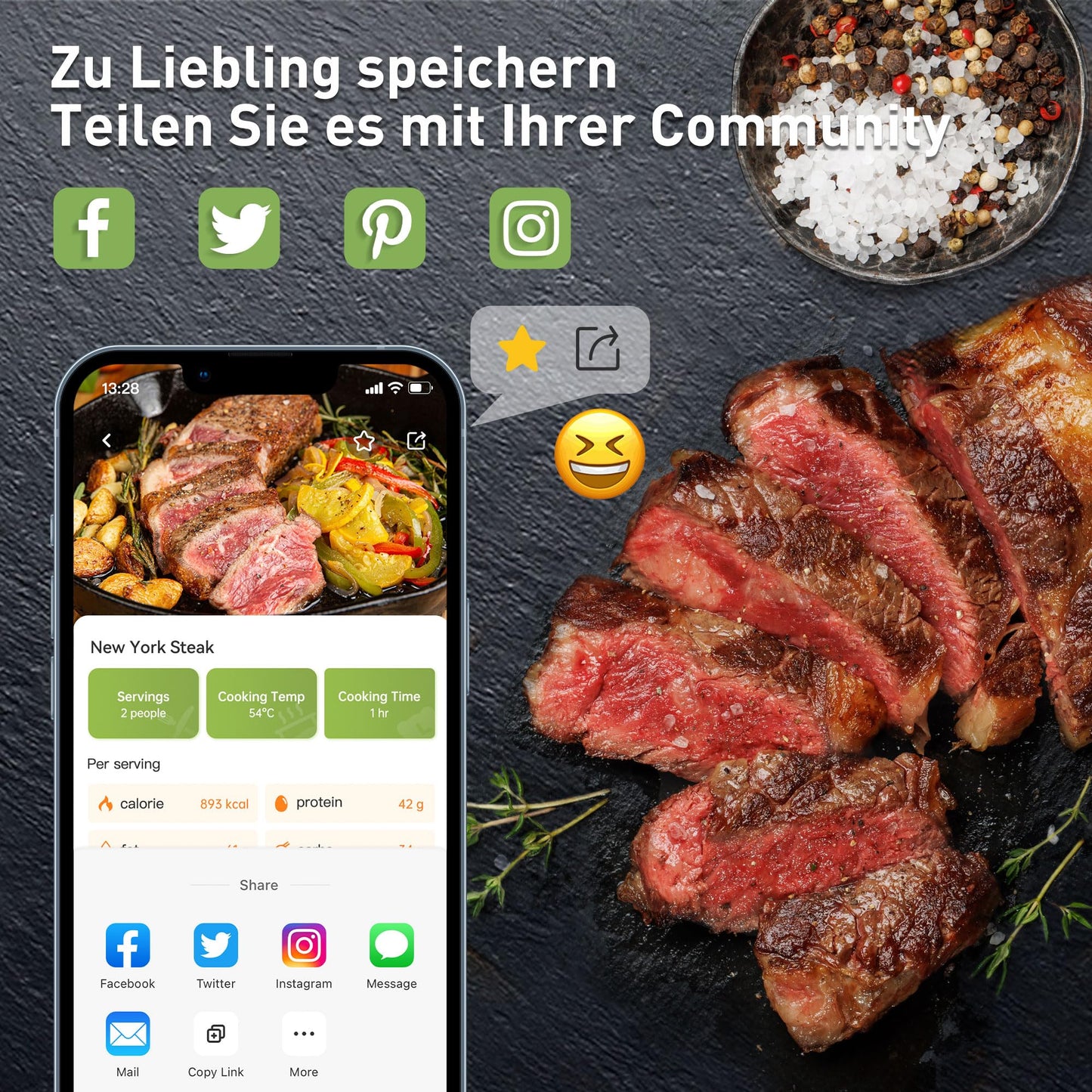 KitchenBoss Sous Vide Cooker Stick WiFi: Sous Vide Stick Wi-Fi precision cooker immersion circulator app control IPX7 waterproof ultra-quiet LED touch display 1100W 40°C-90°C