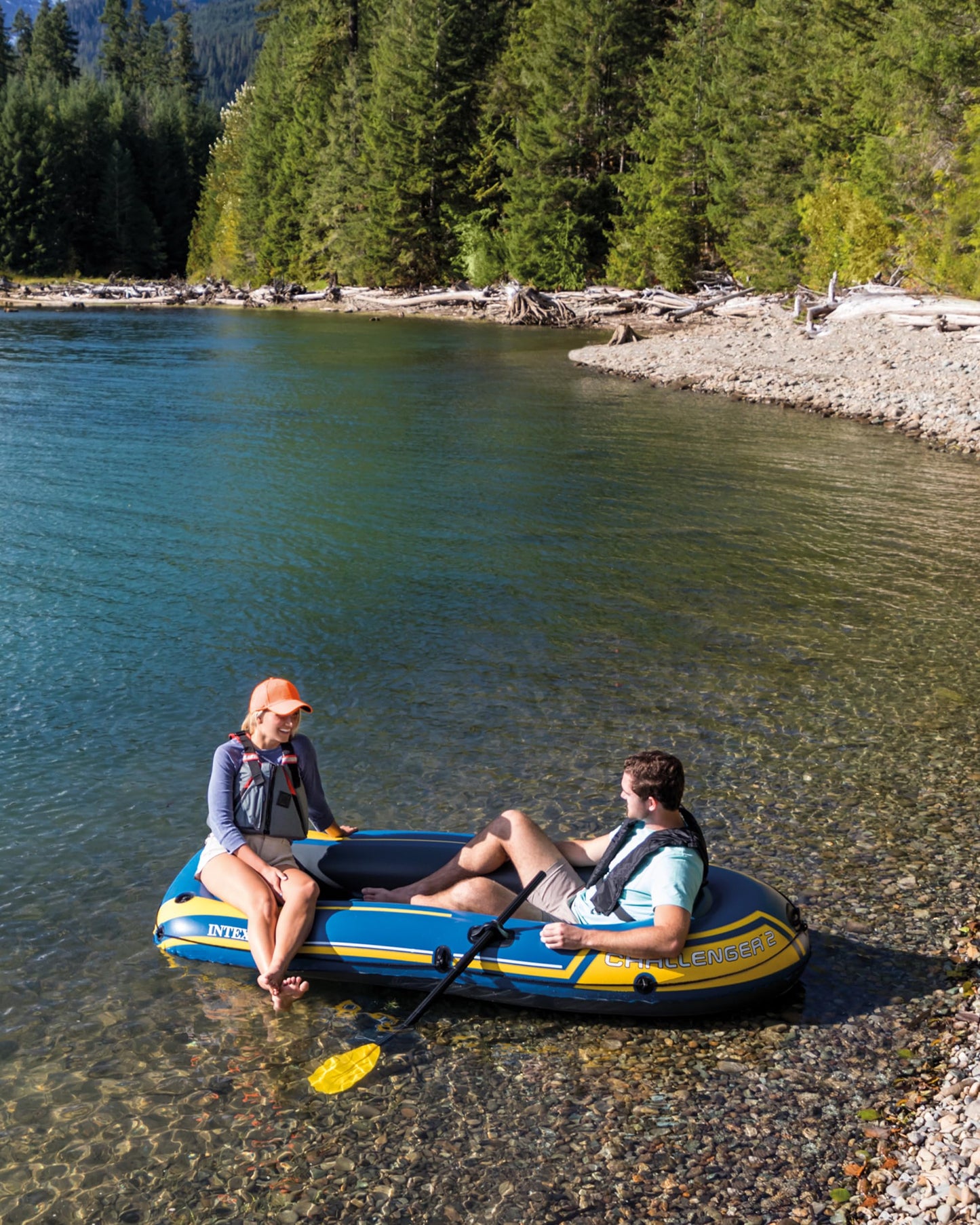 Intex 68367NP - Inflatable Boat Challenger 2, 2 People, with Accessories, PVC, Blue, 236x114x41 cm