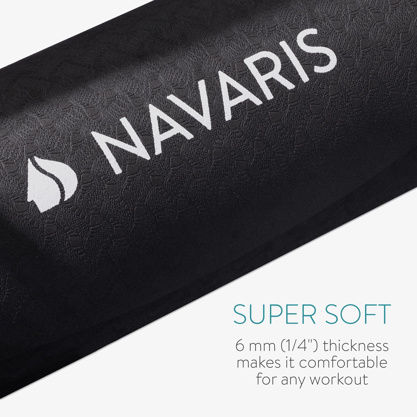 Navaris round non-slip yoga mat large - Ø 120cm yoga mat extra large - 0.6cm thick - fitness mat for men and women - sports mat gymnastics mat - black