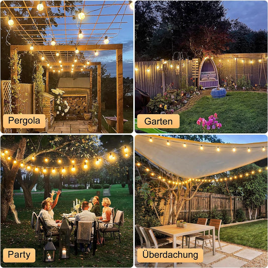Seklin LED Outdoor String Lights Bulbs Power - Outdoor String Lights 30M with 50+2 G40 IP44 Weatherproof Bulbs for Indoor Outdoor Garden Balcony Camping Party Decoration
