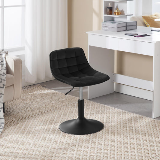 WOLTU vanity chair stool for vanity, bedroom & dining room - height adjustable, 360° swivel with backrest, made of comfortable velvet, black, BH300sz-1