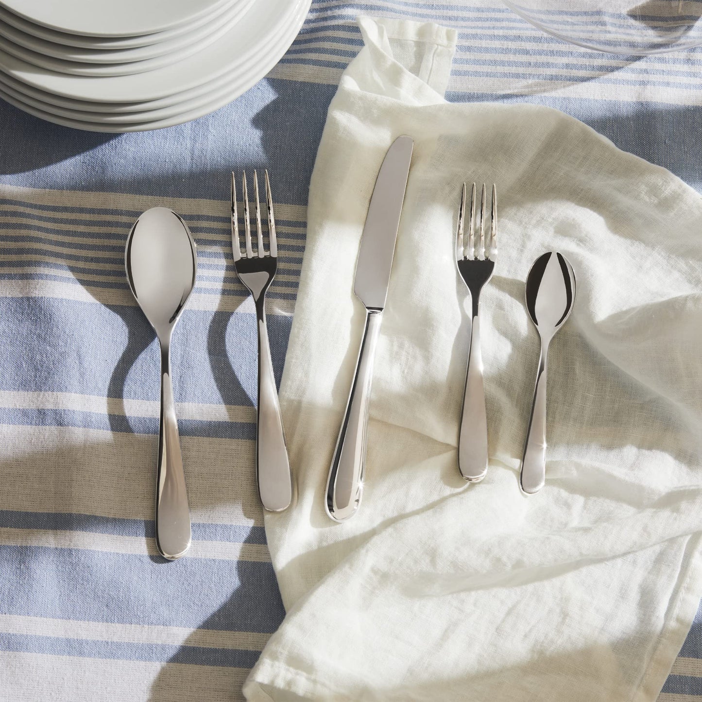 Alessi 5180/3M Nuovo Milano 6 Piece Table Knife Set/Block, polished stainless steel, 9"