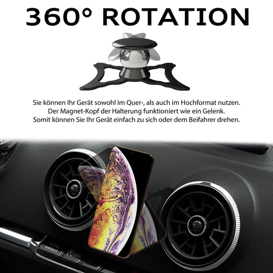 innoGadgets® Magnetic Phone Holder compatible with Audi Q2/SQ2 | Universal Mount for Smartphone, GPS & Tablet | 360 adjustable for optimum visibility | Black