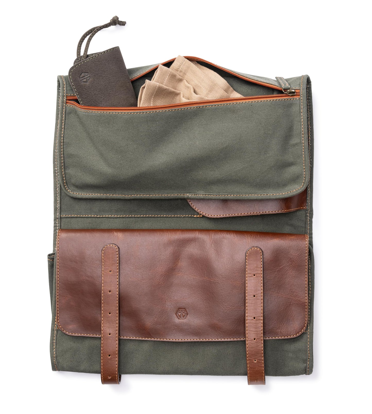 Angus Stoke XXL knife bag with 16 compartments & plenty of storage space – multifunctional & tool bag made of canvas & leather – knife roll Marc (Olive Green)