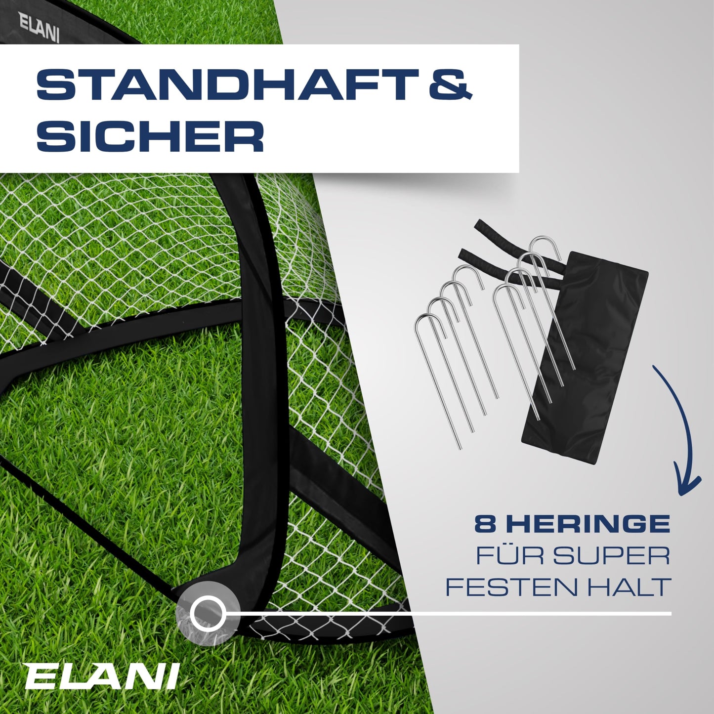 ELANI Soccer Goal Kids Pop-Up 2er Set - foldable with ball & pump, 50% smaller + easy assembly, mini soccer goal small, goal, soccer goals for garden kids, soccer goals, soccer goal, soccer
