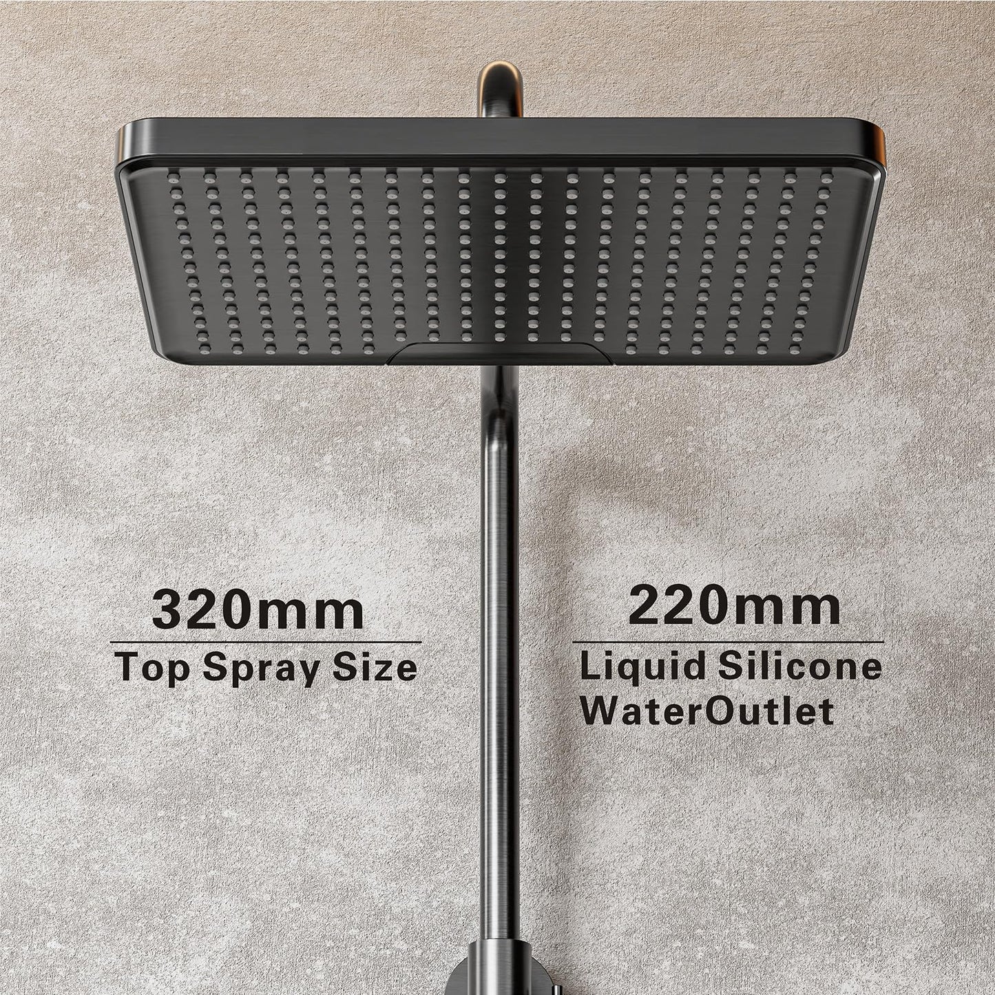 QREZAA Shower System with Thermostat, Featuring 32 X 22cm Rain Shower Hand Shower Bidet Sprayer Bathtub Faucet, Adjustable Shower Column, Wall Mount Shower Set, Thermostat Brass Valve (Gray)