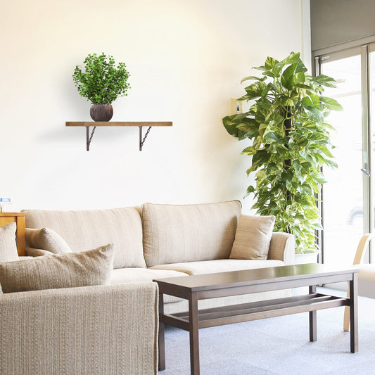 8 x Antique-style cast iron shelf brackets, featuring a unique chain design. These wall mounts are perfect for supporting shelves in a rustic brown finish.