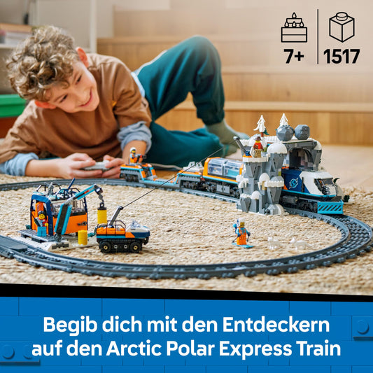 LEGO City Trains Arctic Polar Express - Toy with remote-controlled train - Snowplow, 22 track segments, 6 minifigures & rockslide function - Gift for boys & girls ages 7 and up - 60470