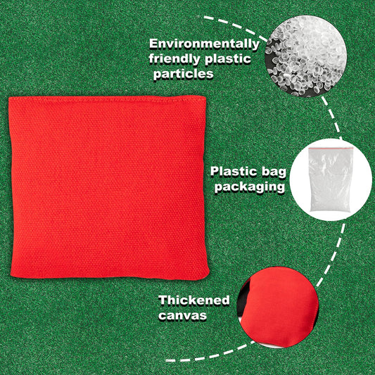 10 pieces of Cornhole bags 10X10cm, Bean Bag toss game set for kids, fun sports games, seat bag for party games, Corn Hole throwing bags, bean bags outdoor game for boys and girls - black + red.