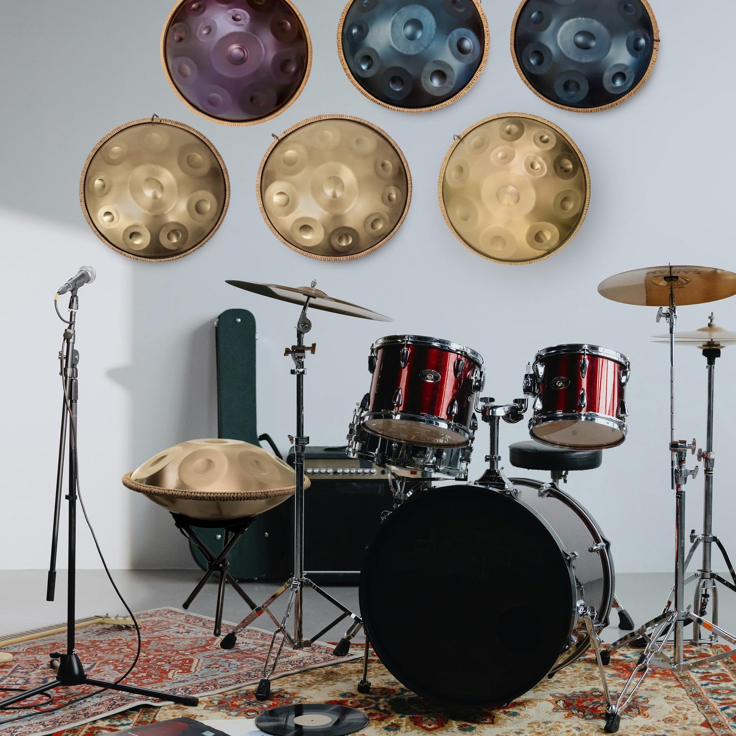 ANTETOK Gold Harmonic 440hz 22 Inch Handpan Steel Drum 12 Tones in D Minor Steel Tongue Drum, Harmonic Percussion for Sound Healing, Personal Meditation, Yoga, Gift for Music Lovers
