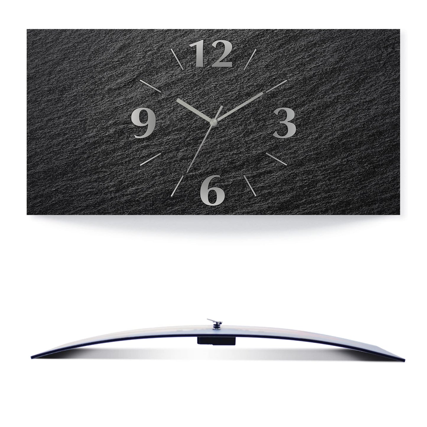 ARTLAND wall decoration wall clock without ticking noises Aluminum radio clock analog radio clock 60x30 cm slate look U1RE