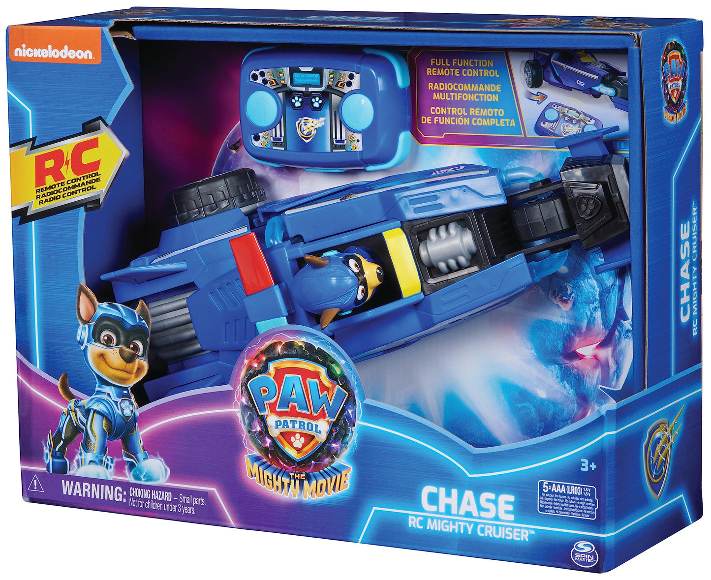 PAW Patrol: The Mighty Movie, RC Police Car with Chase in the driver's seat, remote-controlled, suitable for kids 3 years and up.