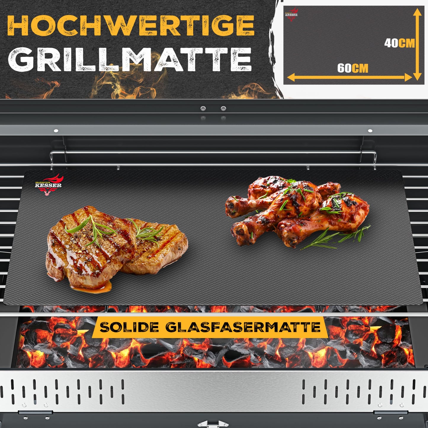 KESSER® Folding Grill portable Camping Grill with stand | Charcoal grill made of powder-coated steel including grill grate, grill mat & carrying bag | Foldable BBQ ideal for camping, picnics & fishing