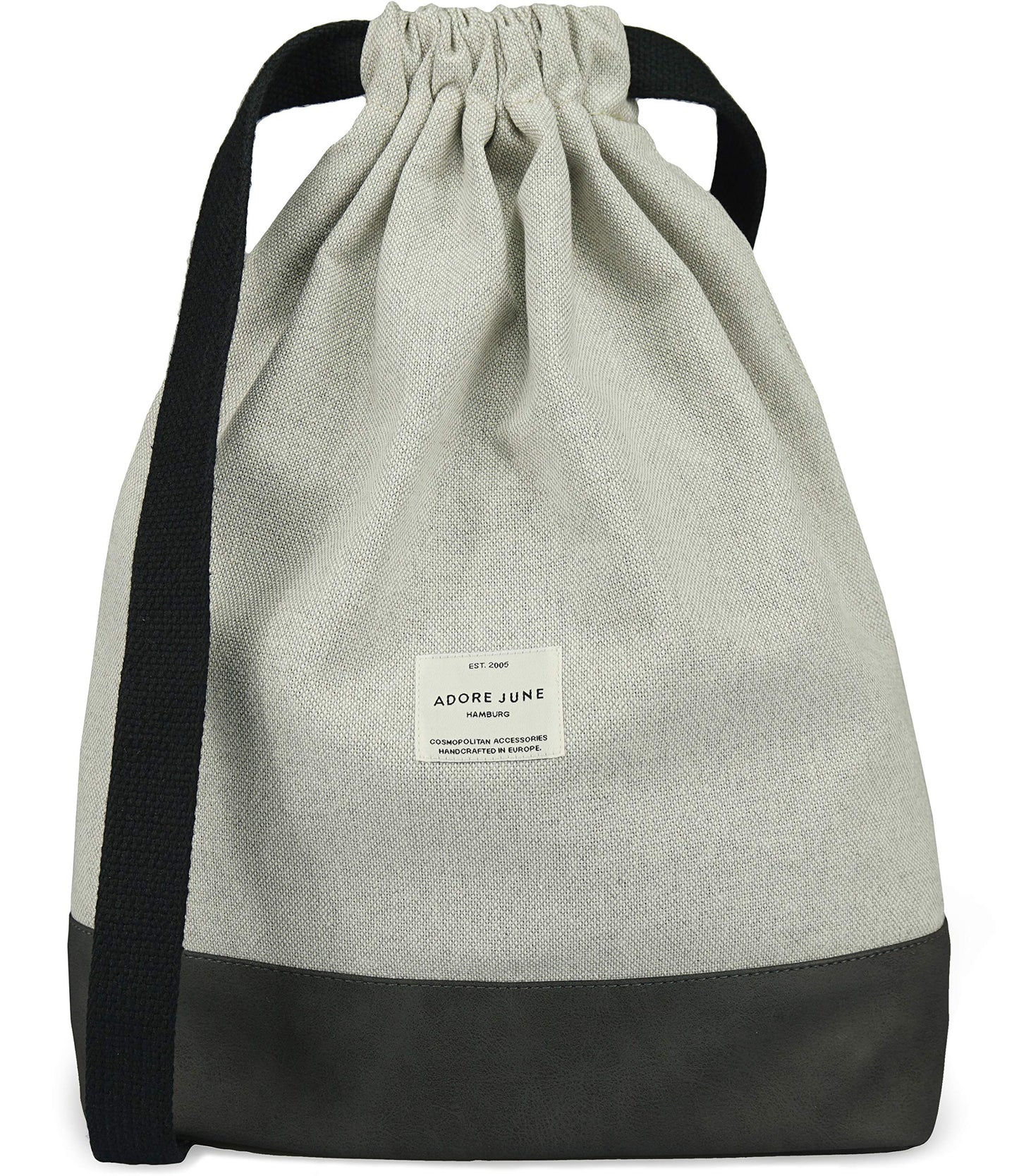 Adore June Daypack Bob Modern Backpack Gym Bag for sports, travel, and city. Lined unisex drawstring bag with inner pocket and zip security pocket.