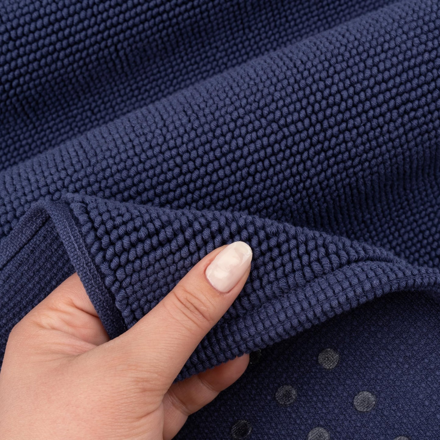 Hammetex 100% cotton non-slip bath mat, 43x61 cm bath rug for bathroom toilet, absorbent quick-drying washable bath floor mats, navy blue