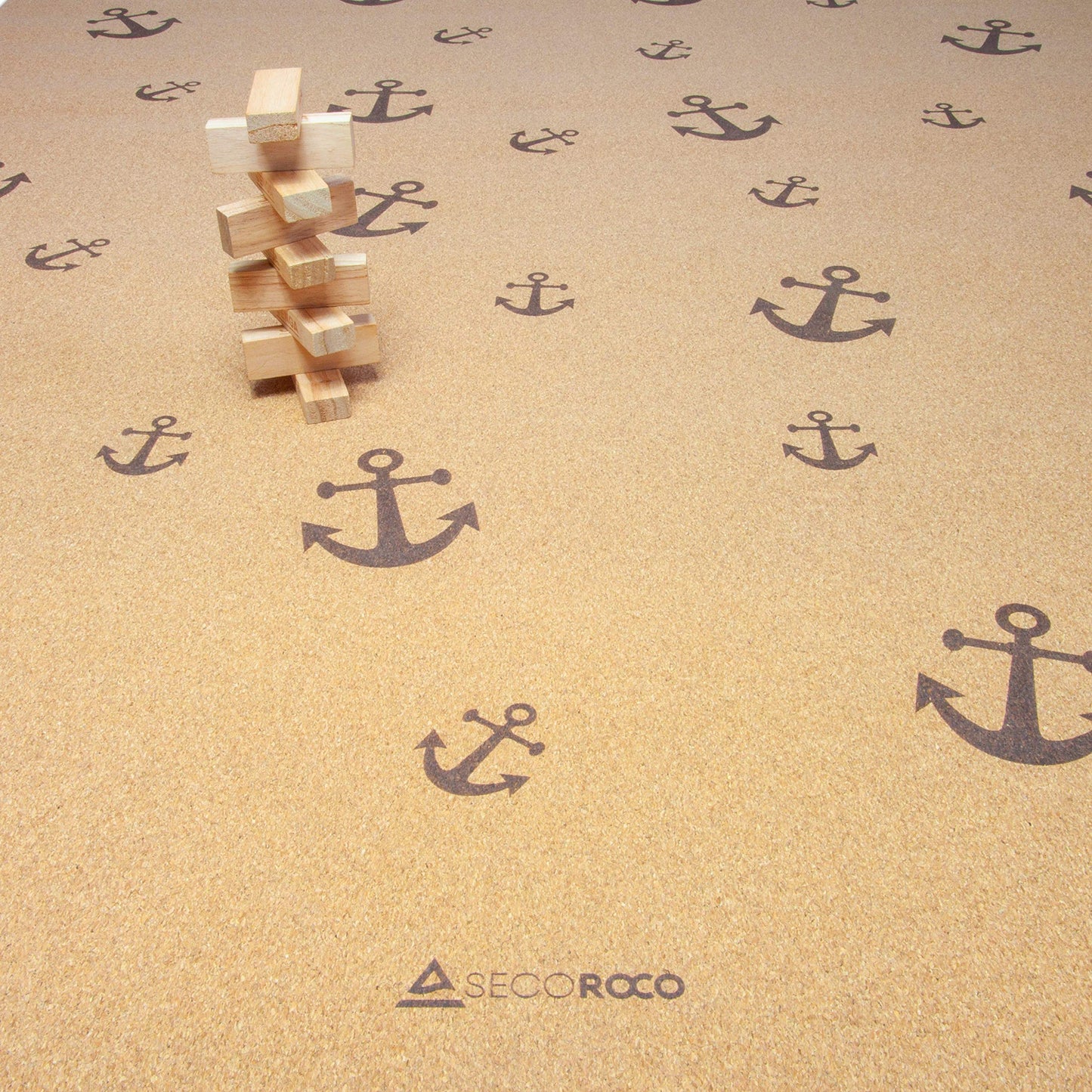 Secoroco cork play mat. Non-toxic crawling mat for babies and kids. Anchor design, 160x110 cm.