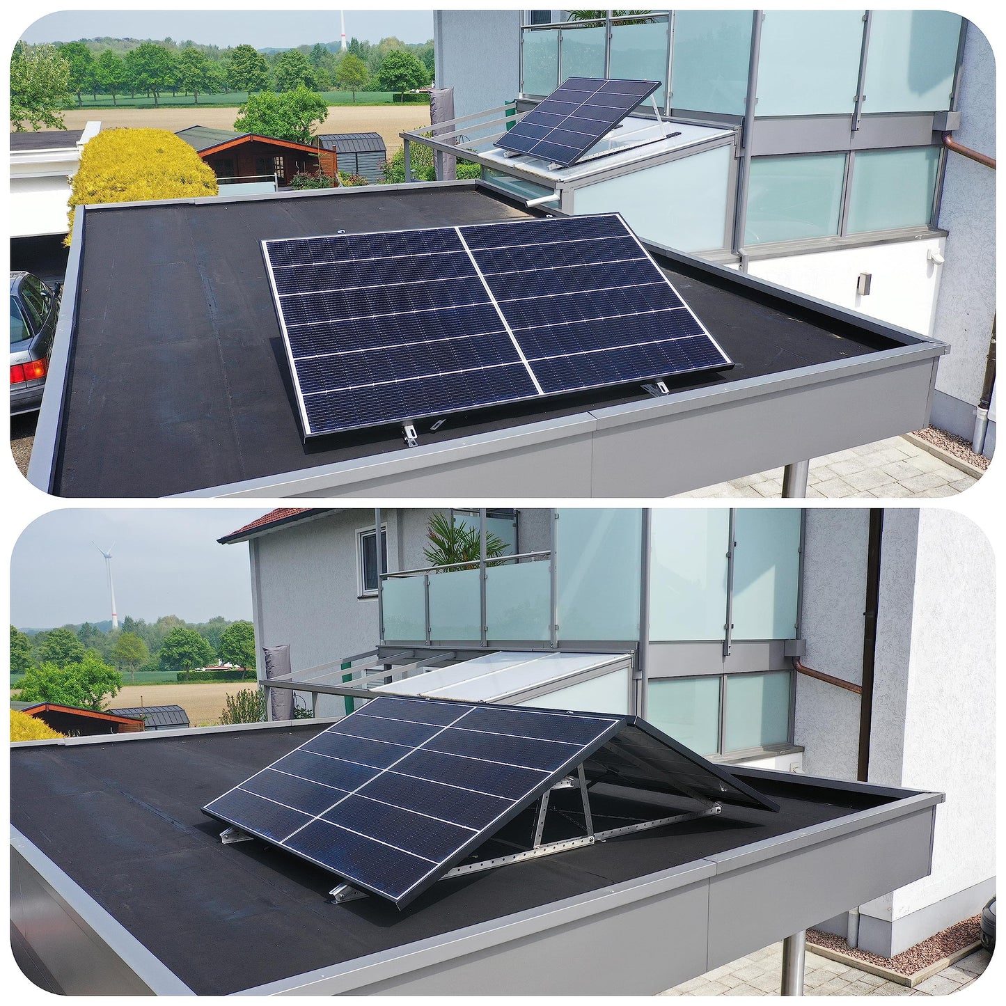 2 x Solar Panel Mounting Bracket - 0% VAT│Bracket for solar panels up to 114.5 cm│Sturdy solar panel mounting│Adjustable tilt angle 0° - 90°│Flat roof, balcony, wall, etc.