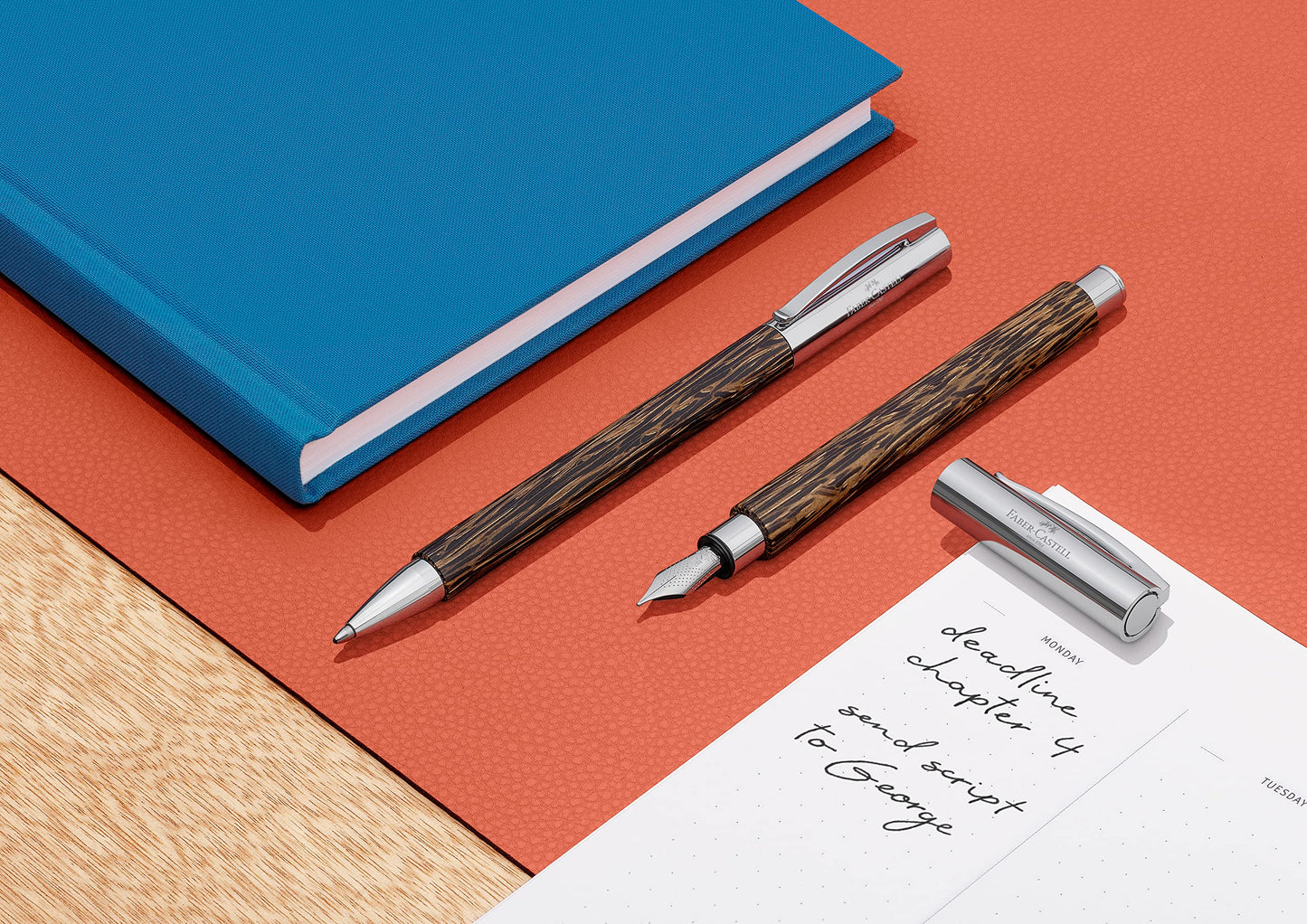 Faber-Castell 148172 - Fountain Pen AMBITION Cocos, Extra Fine nib, includes gift box and converter.