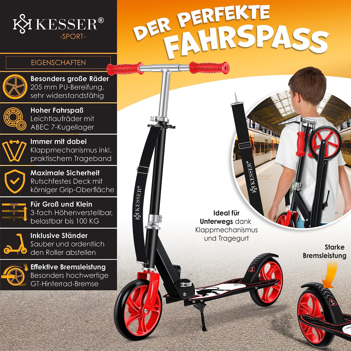 Kesser® Scooter Roller Children's Scooter City Scooter Push Scooter Kick Scooter Kickscooter | Panther (White)