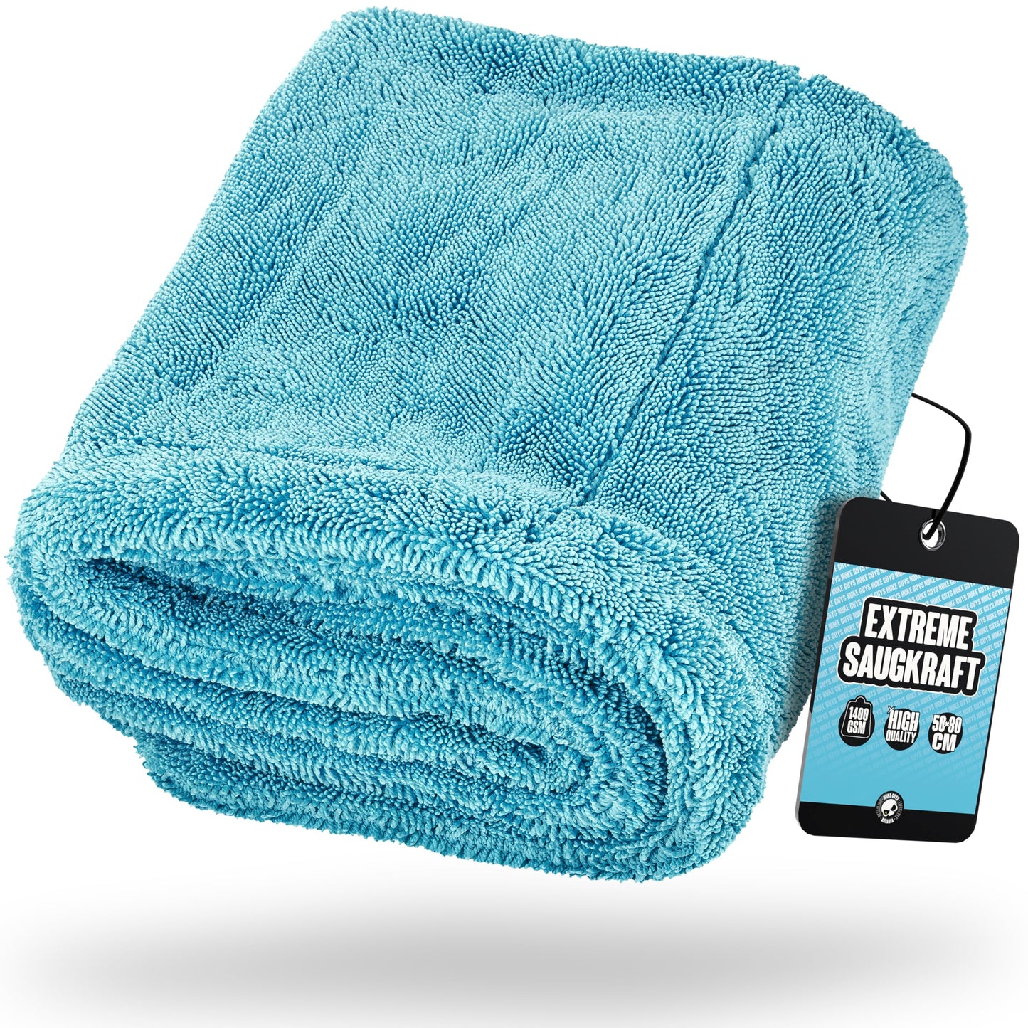 Nuke Guys Gamma Dryer XXL | Ultra absorbent drying towel 1400 GSM blue 50x80cm | Lint-free, soft rounded fibers, scratch-free, extra large | Premium microfiber cloth for car motorcycle bicycle