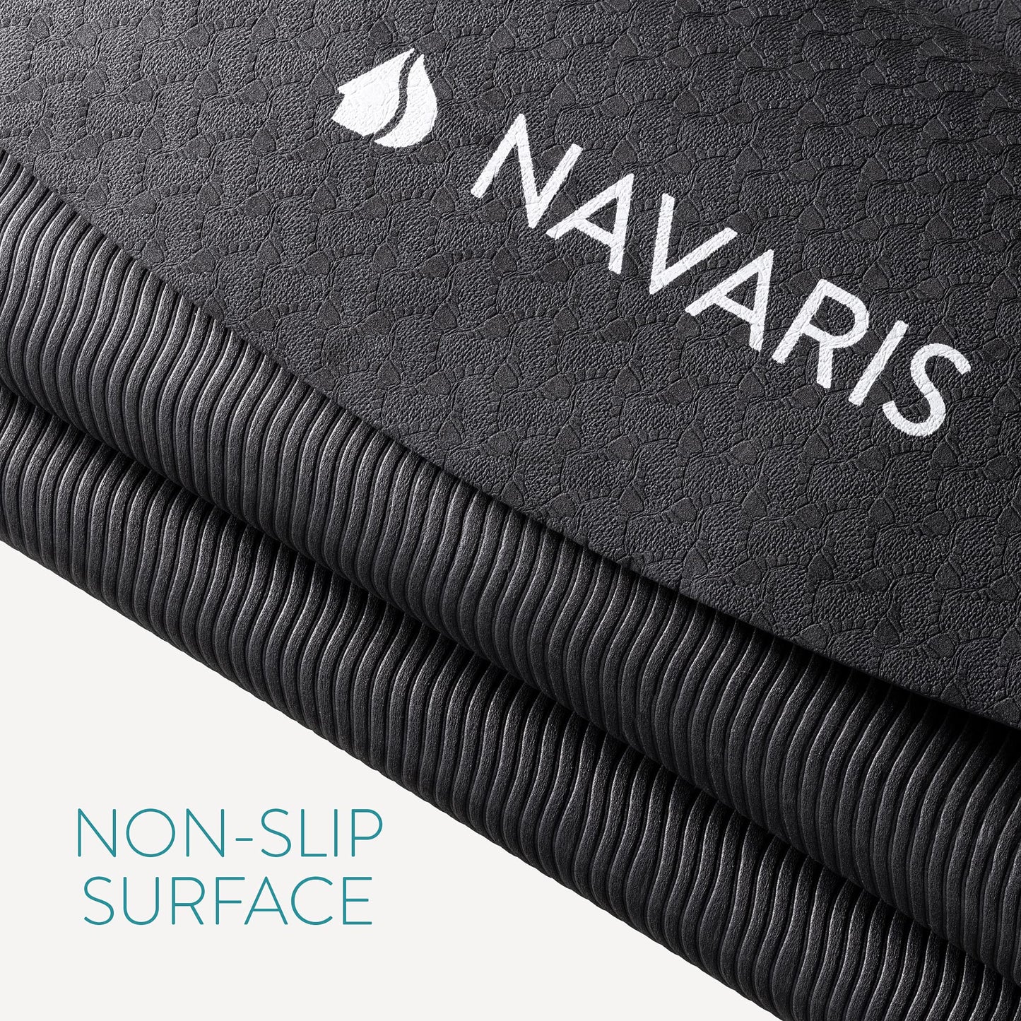 Navaris round non-slip yoga mat large - Ø 120cm yoga mat extra large - 0.6cm thick - fitness mat for men and women - sports mat gymnastics mat - black