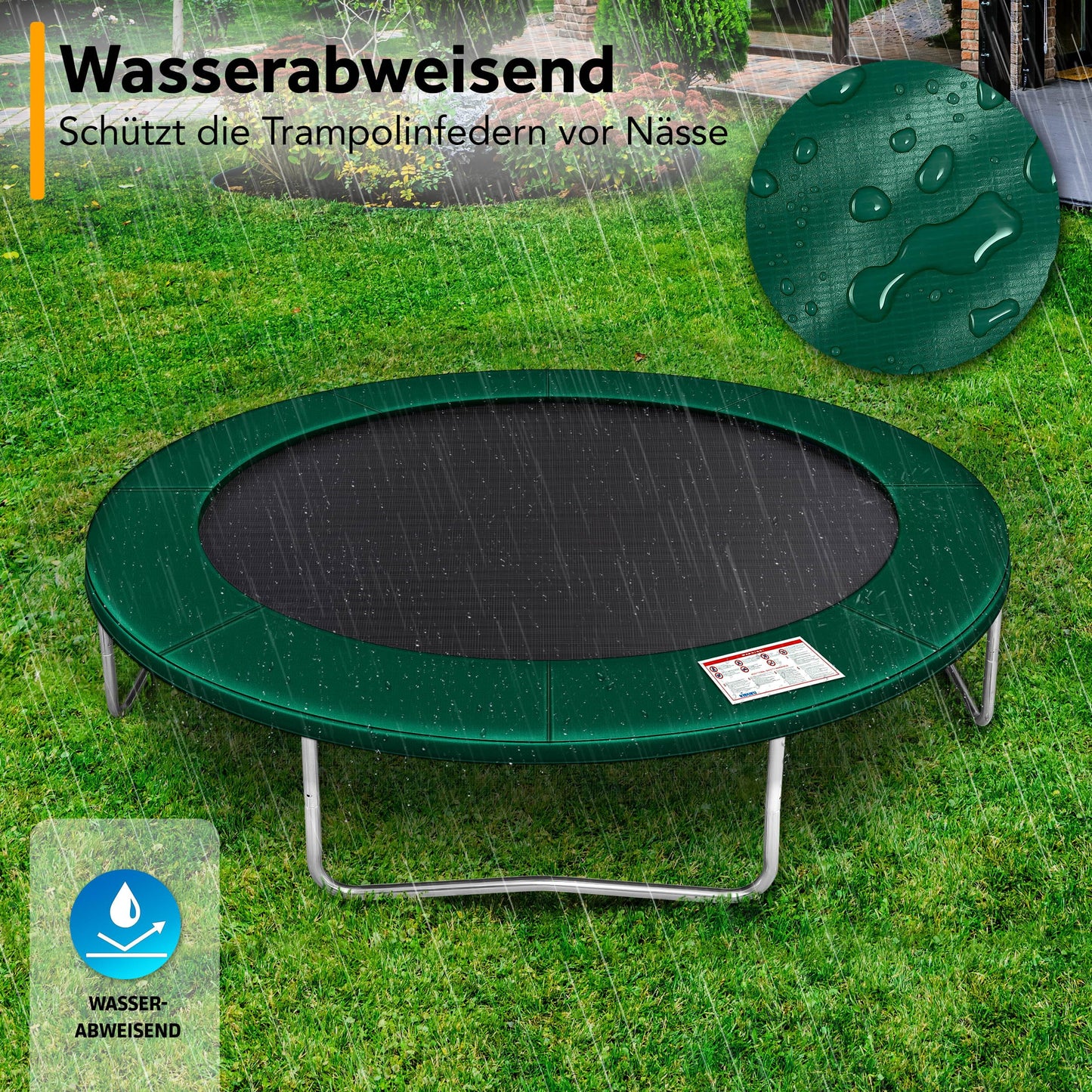 KIDUKU Trampoline Edge Cover | Ø 244cm 305cm 366cm 427cm | tear-resistant | 100% UV resistant spring cover edge protection (Green, 305 cm)