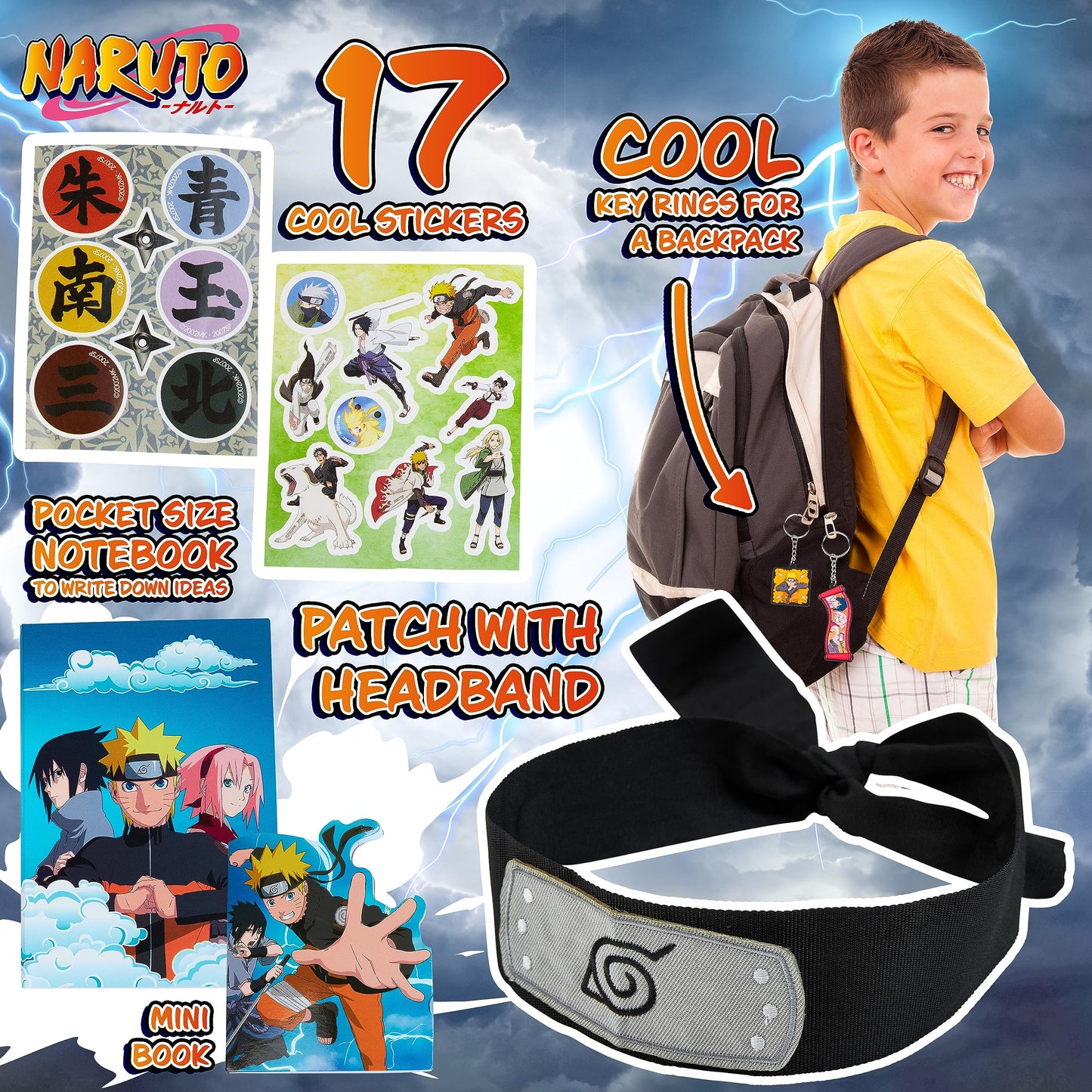 Naruto Advent Calendar 2023 for Kids - Anime Toys for Boys Ages 3+ - Christmas Calendar with Naruto Headband, Stationery, Kids Toys, and Surprises for Every Day, Blue