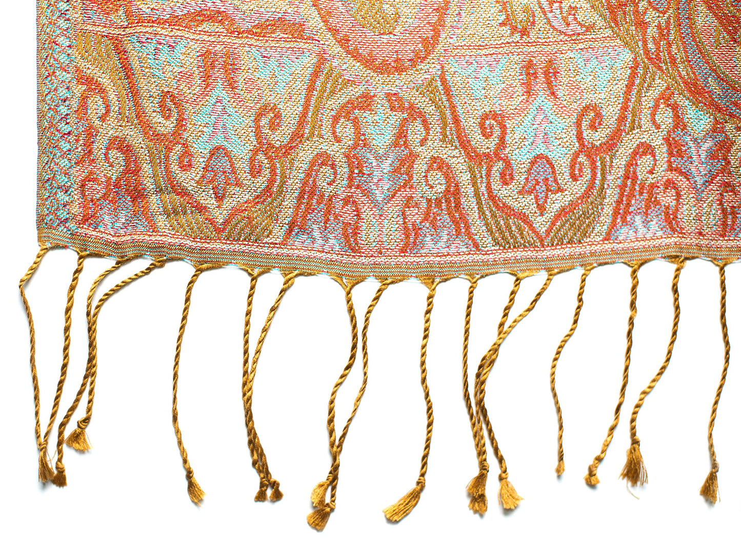 Ufash Pashmina 100% silk scarf from India for women & men, Paisley pattern, 160 x 35 cm - Pure silk scarf, Brown.