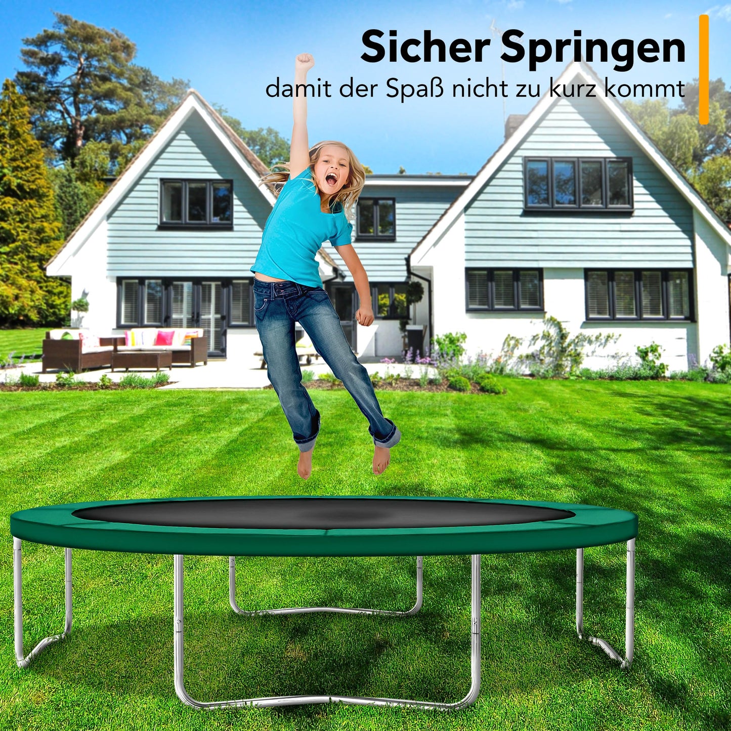 KIDUKU Trampoline Edge Cover | Ø 244cm 305cm 366cm 427cm | tear-resistant | 100% UV resistant spring cover edge protection (Green, 305 cm)