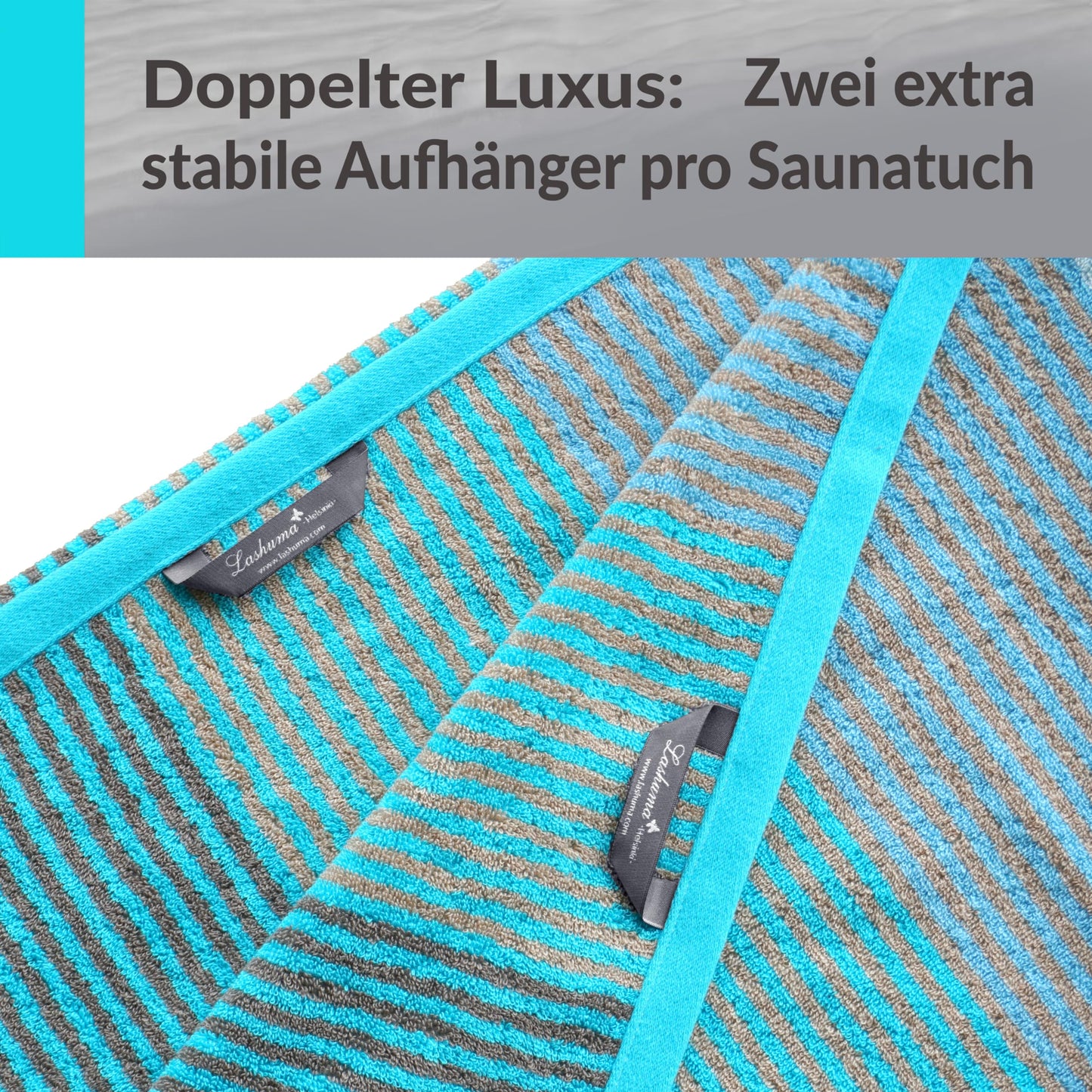 Lashuma Sauna Towel Blue - Turquoise, Helsinki large towel for the sauna, XXL bath towel made of 100% cotton 85x200 cm
