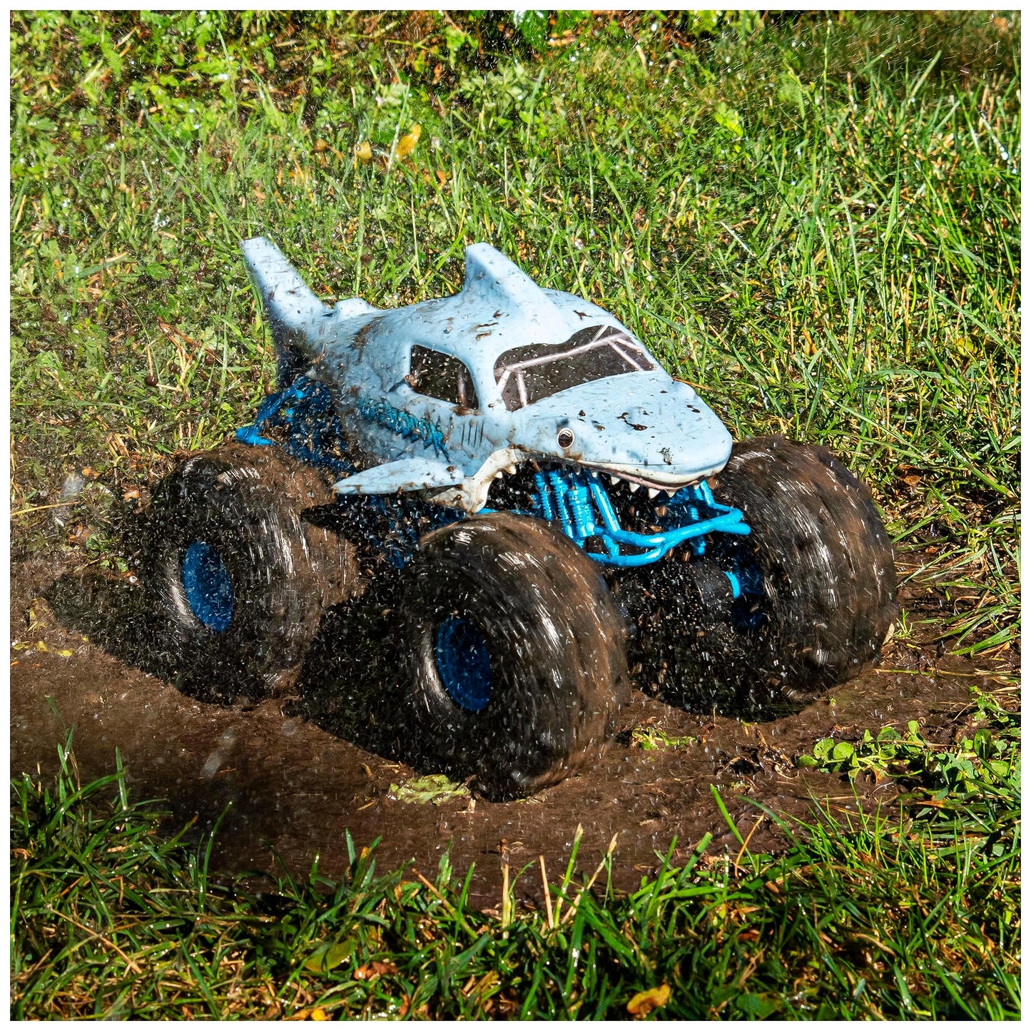 Monster Jam Megalodon Storm, RC Truck, amphibious vehicle with shark design for land and water, 1:15 scale - easy to operate, for ages 4 and up.