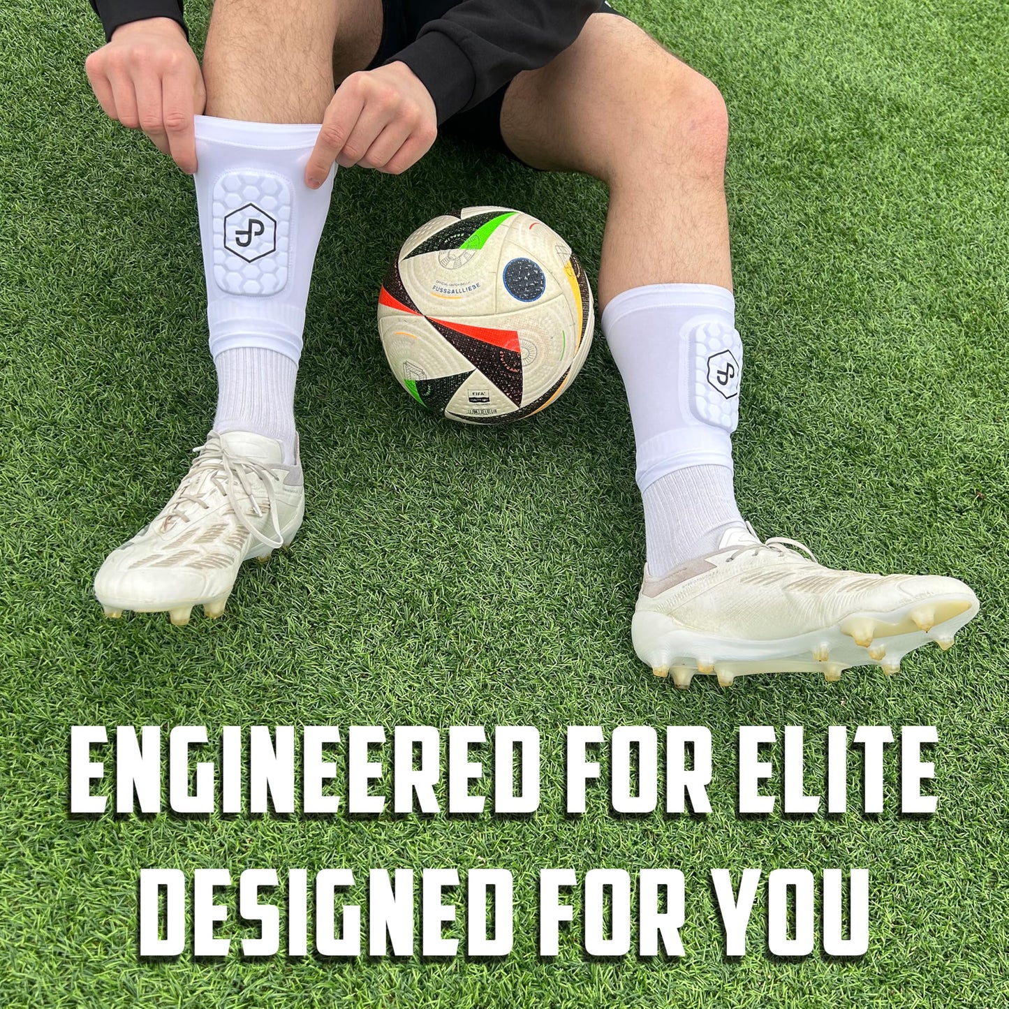 JDP Premium 3in1 Shin Guards, sock with integrated shin guards for soccer, shin guards including soccer socks, soccer shin guards, adult white shin guards.