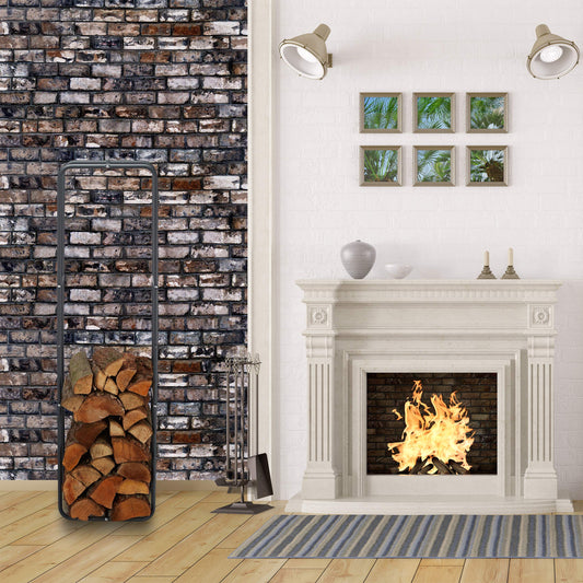 Relaxdays fireplace log rack, log stacking aid, made of steel, for indoor and outdoor use, firewood rack, dimensions HxW 150x40 cm, anthracite