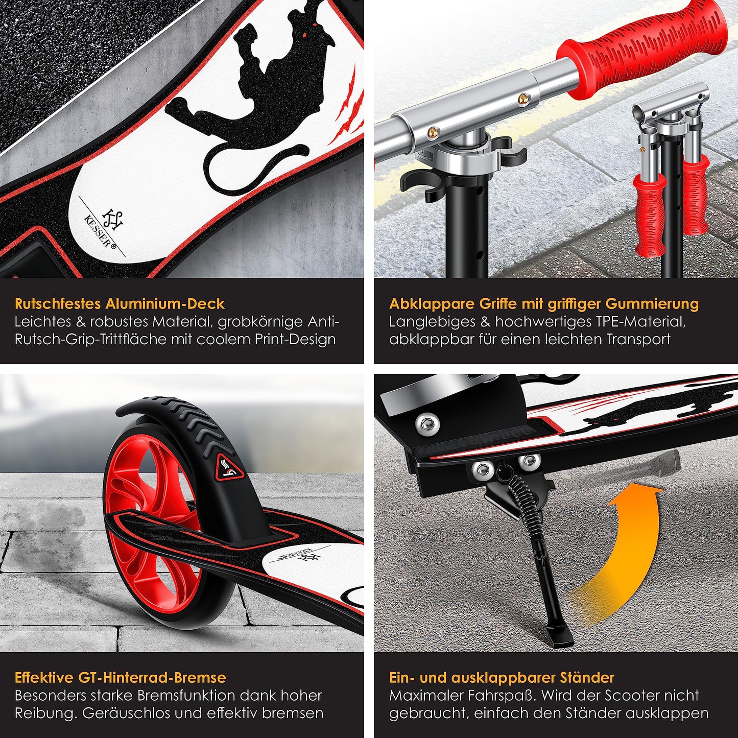 Kesser® Scooter Roller Children's Scooter City Scooter Push Scooter Kick Scooter Kickscooter | Panther (White)