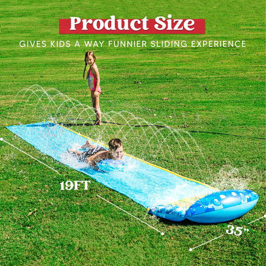 JOYIN 230in x 35.5in (584.2 x 90.2 cm) water slide with 1 bodyboard, summer toy with built-in sprinkler for backyard and outdoor water fun.