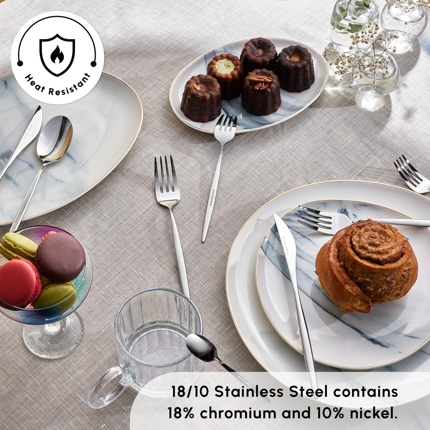 Karaca Lisbon Cutlery Set With Box Set 60 Pieces, For 12 People, 18/10 Stainless Steel Cutlery Set, Dishwasher Safe, Perfect For Daily Use, Premium Quality