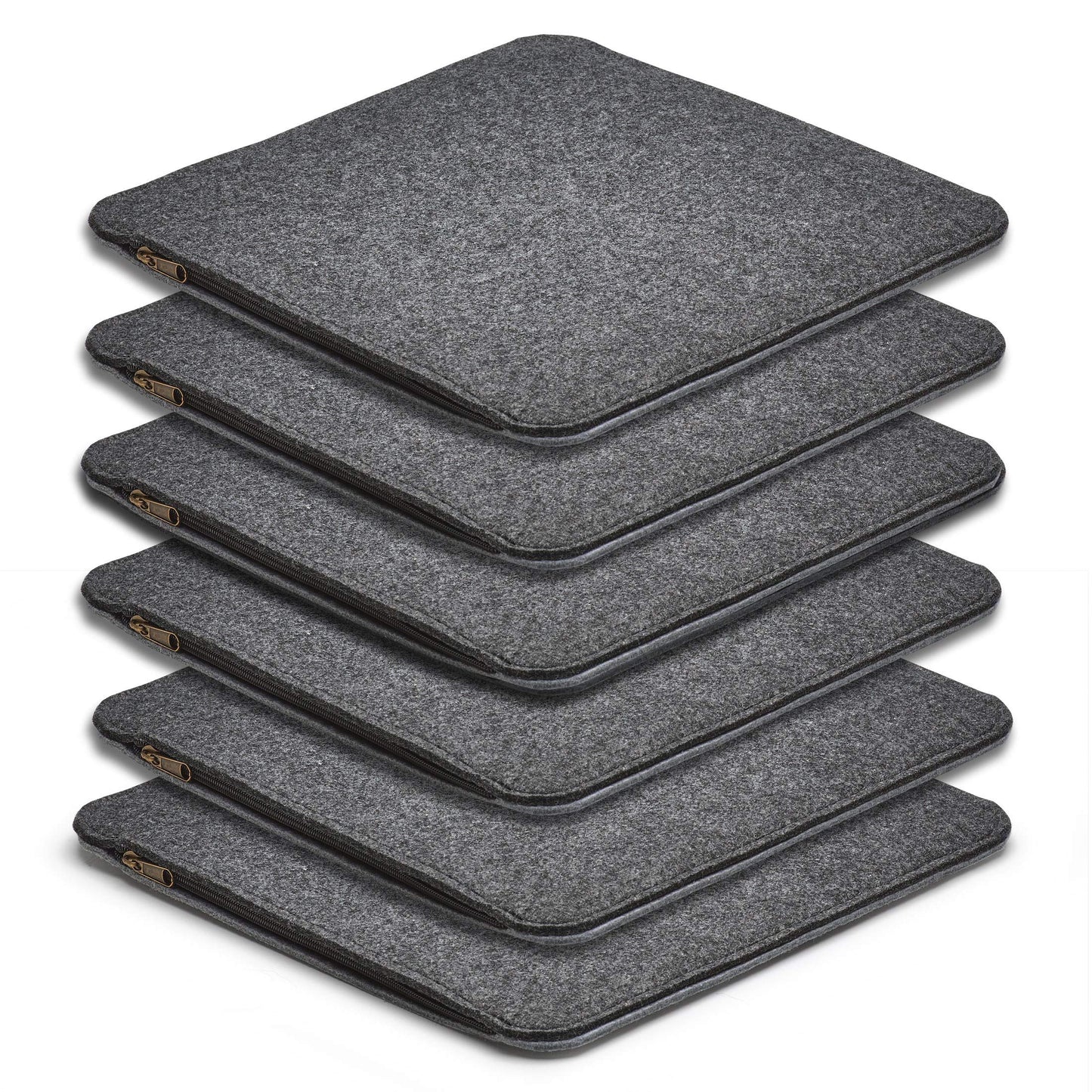 AMARE Home 6-piece set seat cushions felt reversible, 35 x 35 cm, dark gray / light gray.