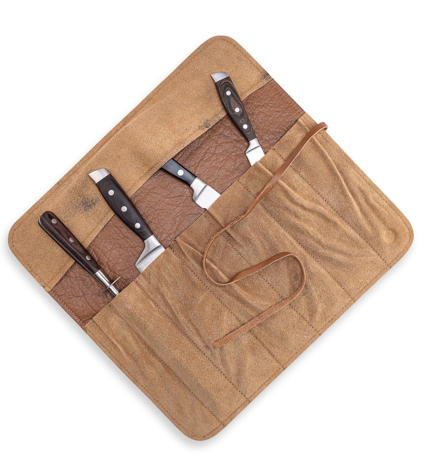 Angus Stoke knife bag Chef knives - Premium leather chef knife roll large - Knife bag chefs - Chef bag Noah (Brown)