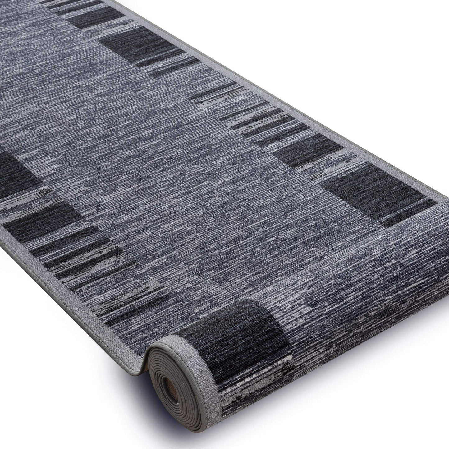 Rugsx Non-Slip Carpet Runner Adagio Gray - Modern short pile for kitchen, hallway & living room, cut to size, 90x190 cm