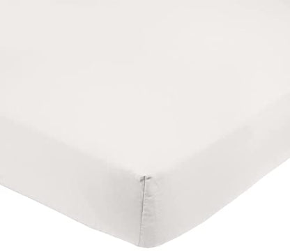 Amazon Basics Fitted Sheet, Microfiber, Cream, 135 x 190 x 30 cm
