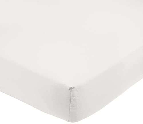 Amazon Basics Fitted Sheet, Microfiber, Cream, 135 x 190 x 30 cm