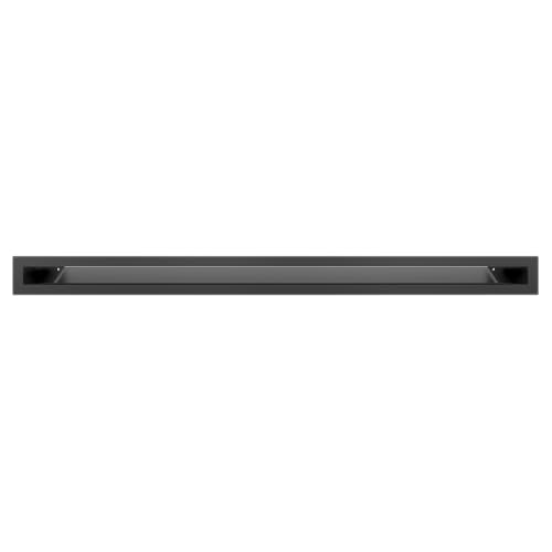 Short ventilation grille air | Warm air grille 6 x 80 cm | Black | Exhaust grille for fireplace ventilation | Air inlet at a 45-degree angle | Overheating resistant | Ideal for modern interiors.